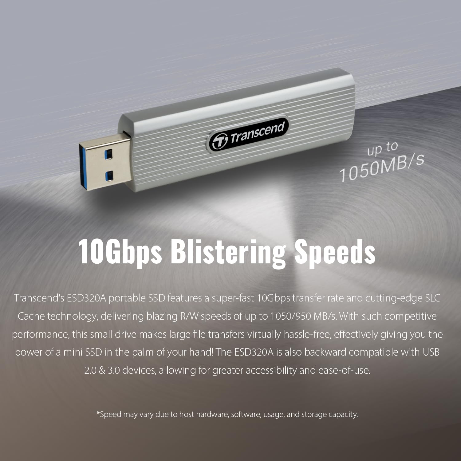 Transcend 1TB External SSD, USB 3.2 Gen2, Up to 1,050MB/s, Portable SSD with Type A, Retractable Connector Metal Case, for Notebook, Desktop, Smart TV, Silver - Image 5