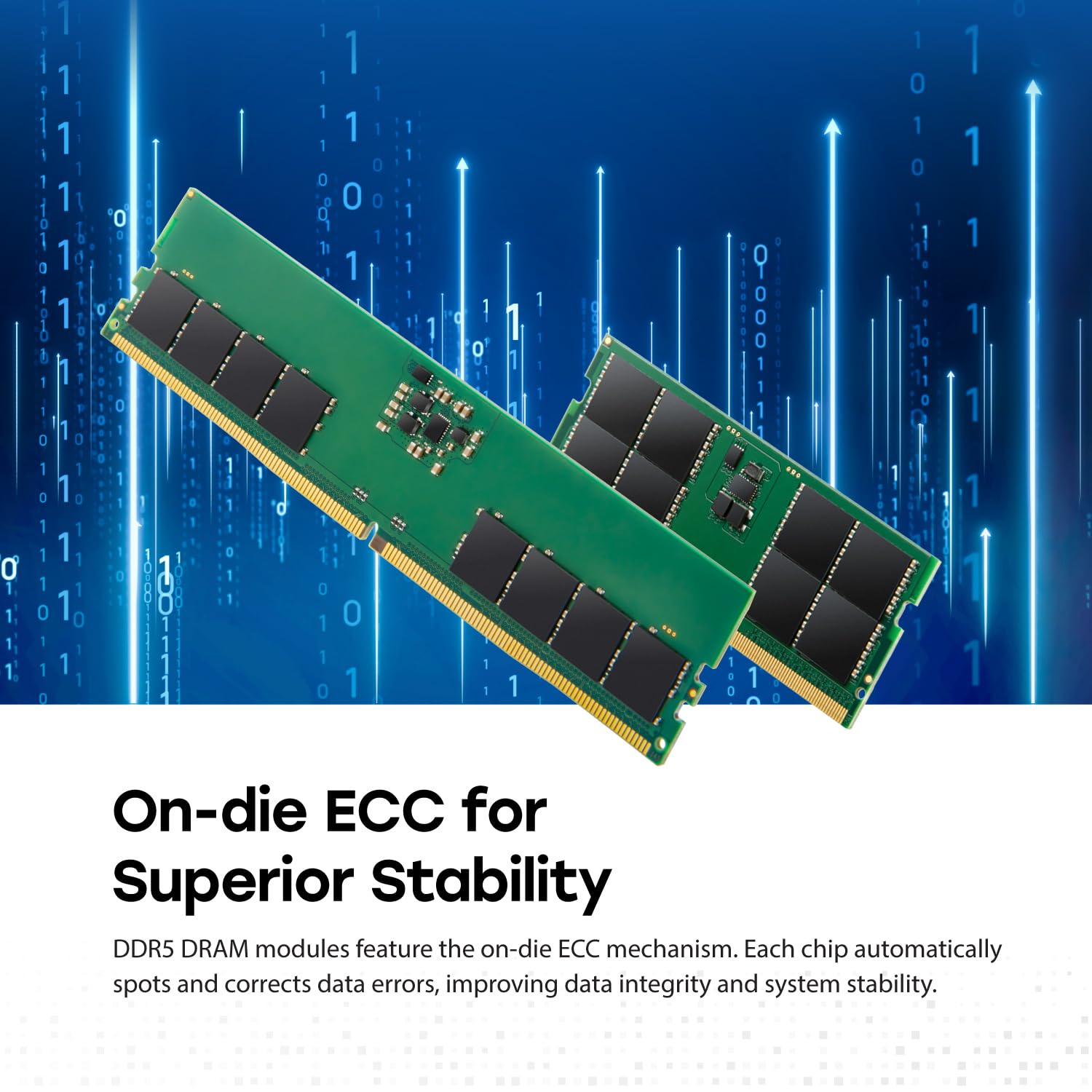 Transcend 16GB DDR5 5600MHz (or 5200MHz or 4800MHz) UDIMM Desktop RAM, Compatible w/Intel & AMD Ryzen, Desktop PC Computer RAM Memory Upgrade Modules, On-die ECC PC5-44800 1Rx8 CL46 2Gx8 1.1V 288Pin - Image 7