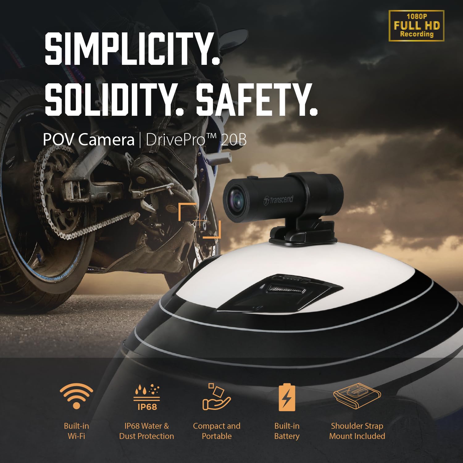 Transcend 64GB, 2K 1440p POV Vlogging Camera, 140 Wide-Angle, Built-in WiFi,G-Sensor, Night Vision, IP68, Emergency Recording, for Photography - TS-DP20B-64G - Image 3