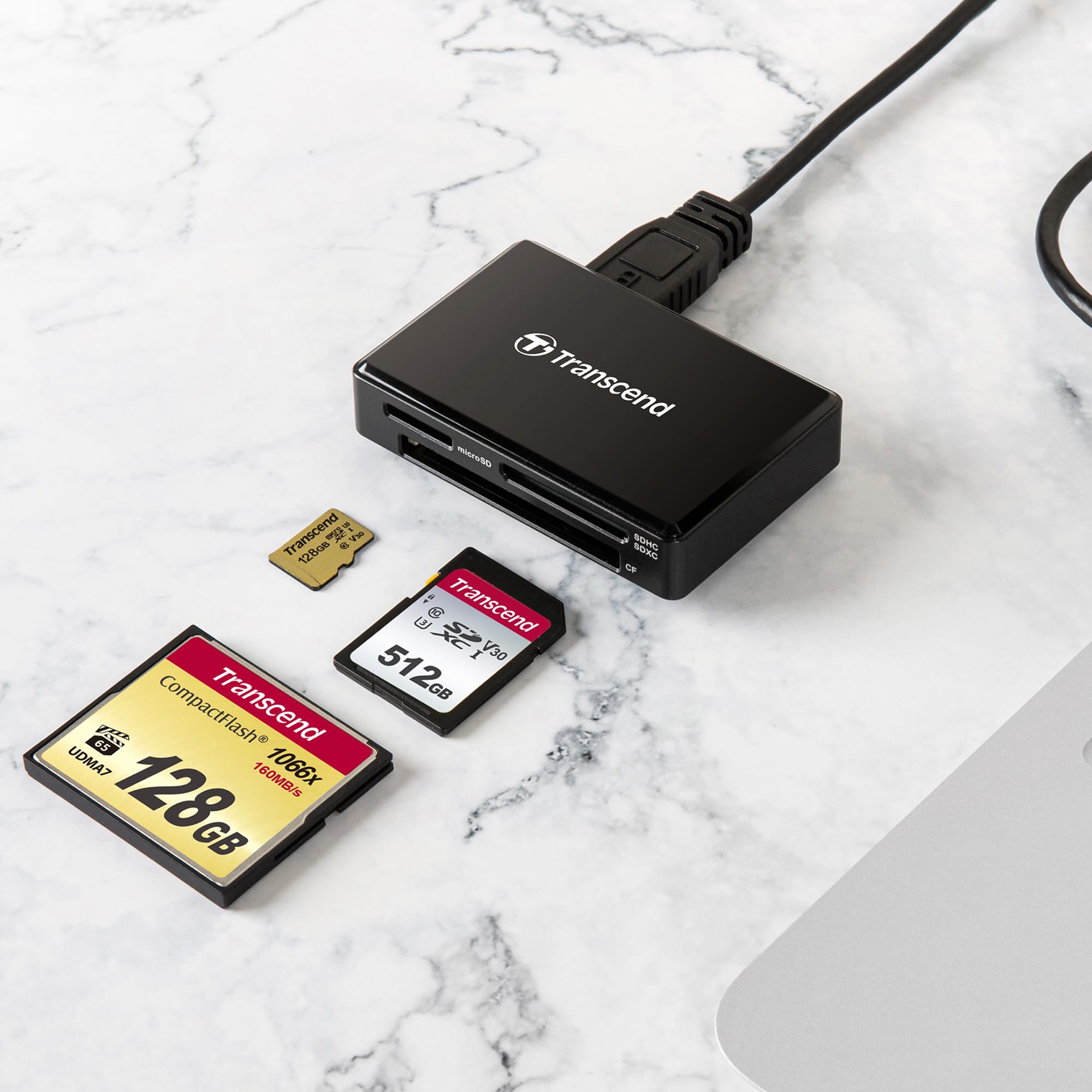 Transcend All-in-1 Multi Card Reader, Black, SDHC / SDXC / microSDHC / SDXC / CF UDMA, Black - TS-RDF8K2 - Image 3