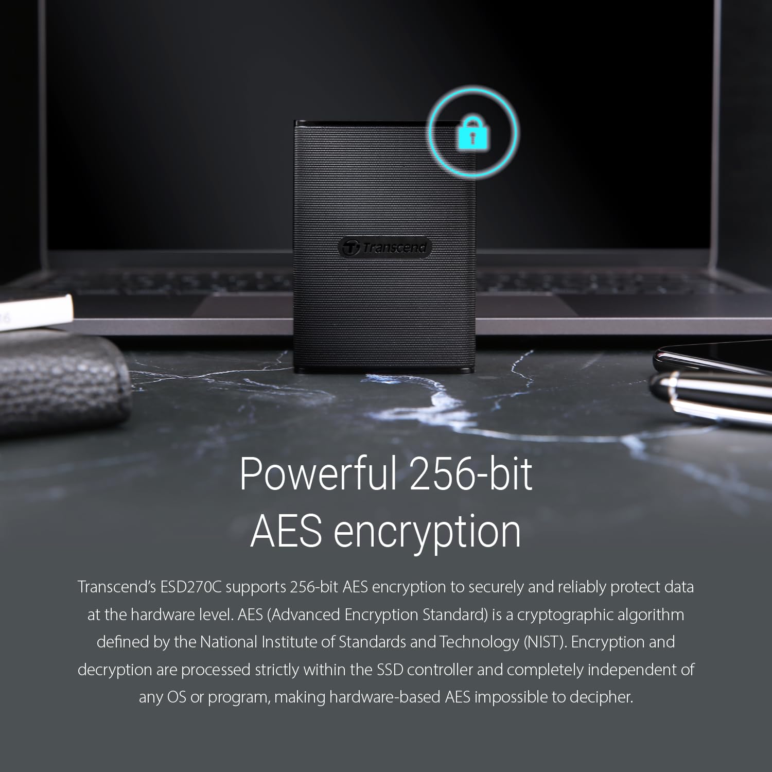 Transcend ESD270 250GB External SSD for iPhone16/15/iPad/Mac/Windows/Android, PC/Laptop/Tablet/TV/Game Console, Portable SSD with One Touch Back up, One-Time Password Unlock, Type A &Type C Cables - Image 10
