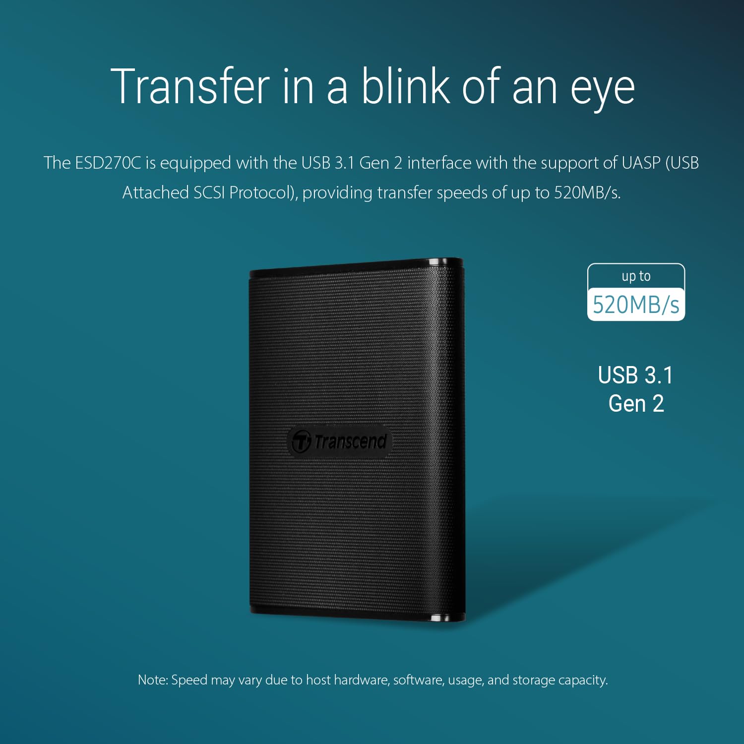 Transcend ESD270 250GB External SSD for iPhone16/15/iPad/Mac/Windows/Android, PC/Laptop/Tablet/TV/Game Console, Portable SSD with One Touch Back up, One-Time Password Unlock, Type A &Type C Cables - Image 4