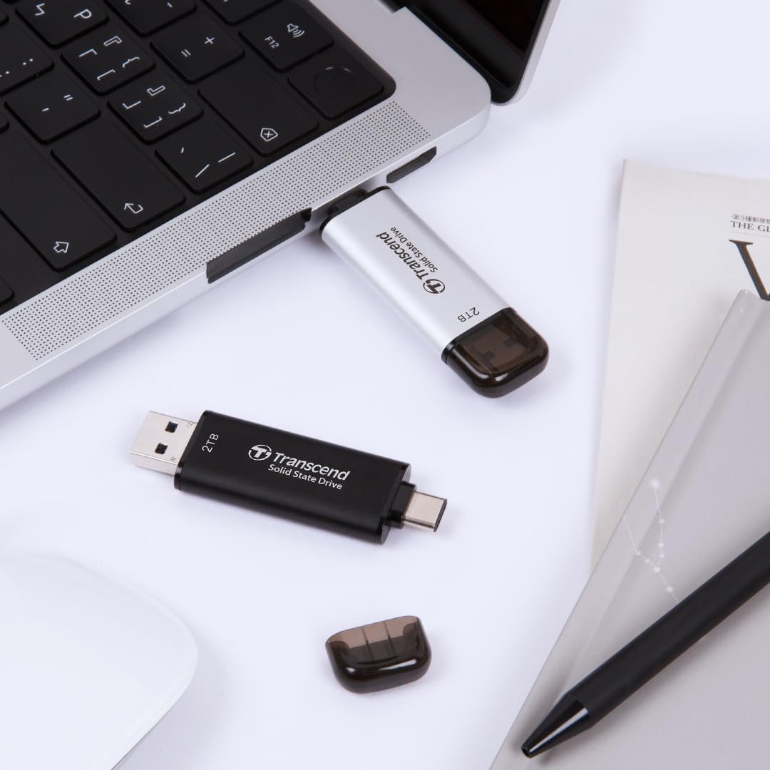 Transcend ESD310 2TB External SSD, Up to 1,050MB/s, Dual USB Drive for iPhone17,16,15, iPad&Mac/Pixel10/Tesla/Steam Deck/ROG Ally/MSI Claw/Android/PS5, 2-in-1 TypeC &A, USB3.2Gen2 Portable SSD-Silver - Image 7