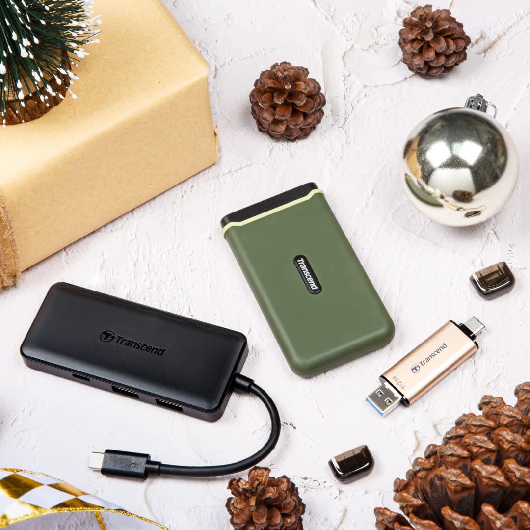 Transcend HUB 6 in 1 Hub, Type C, with 60W Power Delivery, 10Gbps USB C and 2 Type-A Ports, Micro SD and SD UHS-II Card Reader, for MacBook Pro, Labtop - TS-HUB5C - Image 4