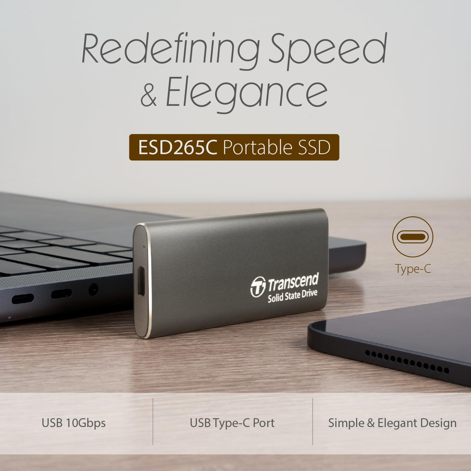 Transcend Portable SSD 500GB External Solid State Drives, up to 1050MB/s USB C SSD External Hard Drive USB 3.2 Gen 2 for iPhone, iPad, Windows, Mac, Android, Tablets, PS5, PS4, Xbox and Smart TV - Image 3