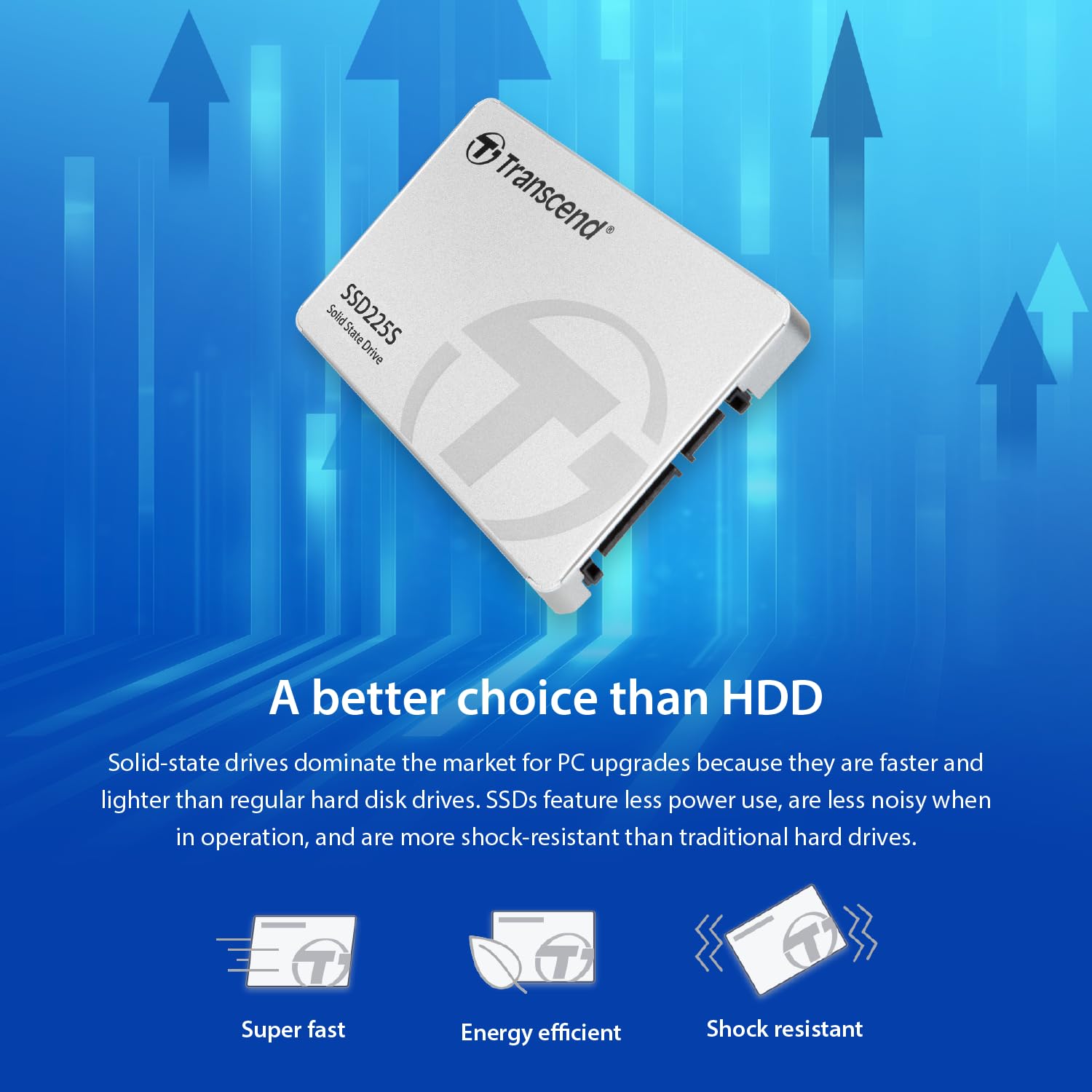 Transcend SSD225 1TB 2.5" SATA III 6Gb/s SSD, Up to 550MB/s, Compatible with PS4/Laptops/Desktops/PCs/Notebooks Upgrade, Internal Solid State Drive with SLC Cache/3D TLC NAND/RAID Engine/LDPC Coding - Image 7