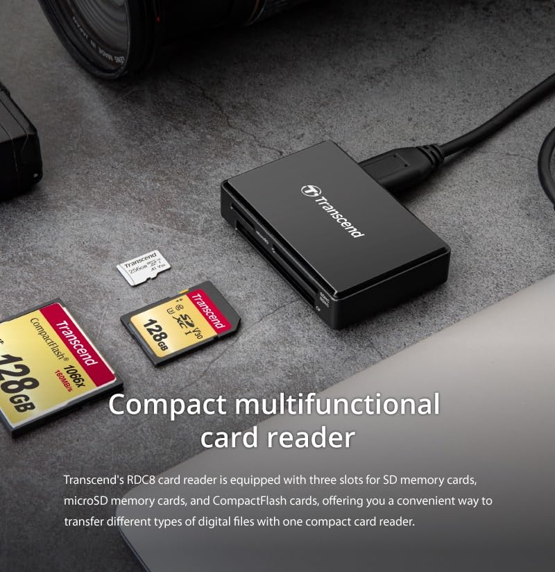 Transcend USB 3.1 Gen 1 Type-C All-in-1 Multi-Card Reader (CF/SD/SDHC/SDXC/microSD) - Image 6